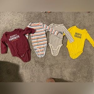 Set of 4 long sleeve bodysuits, size 9 months, baby boy